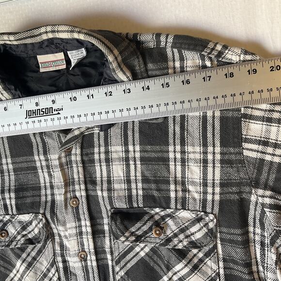 VINTAGE Field & Stream Men Button Up Shirt XL Tall Black Plaid Flannel Western - Picture 6 of 10